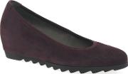 Wine Suede request Womens Mid Heeled Wedge Shoes