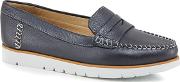 Navy Leather d Kookean Loafers
