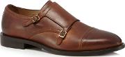 Tan Leather baldwin Monk Strap Shoes