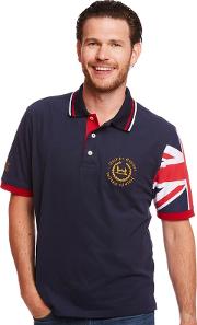 Navy Union Jack Sleeve Polo