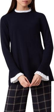 Blue kayla High Neck Long Sleeve Sweater