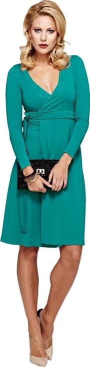 Emerald Green Wrap Dress In Clever Fabric