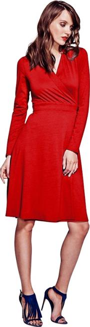 Red Wrap Dress In Clever Fabric