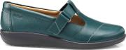 Dark Green sunset Wide Fit T Bar Shoes