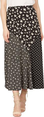 Black Floral Contrast Print Maxi Skirt