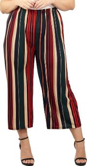 Red Striped Culottes Curves Trousers