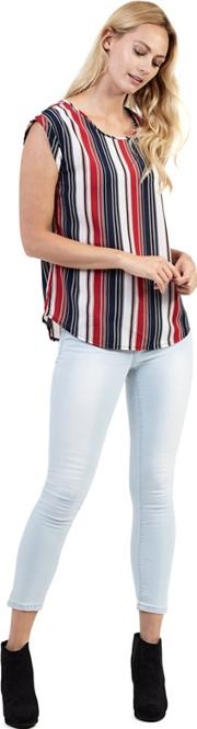 Multicoloured Stripe Print T Shirt Top