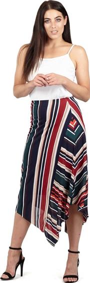 Multicoloured Striped Asymmetric Skirt