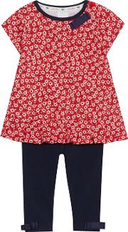 Baby Girls' Red Floral Print Tunic And Leggings Set