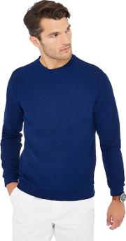 Big And Tall Blue Herringbone Textured Sweatshirt