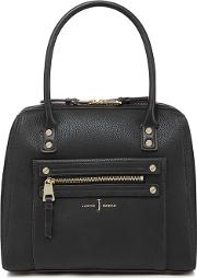 Black Studded Zip Detail Bowler Bag