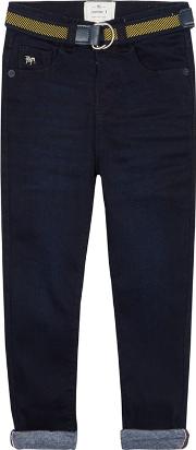Boys Dark Blue Jersey Lined Slim Fit Jeans
