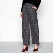 Grey Checked Wide Leg Trousers