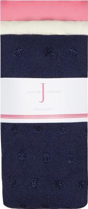 Pack Of Two Girls Cream And Navy Spot Embroidered Tights