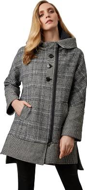 Grey Check Hooded Coat