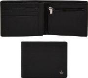 Black Leather Grained Wallet With Data Protection