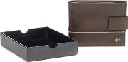 Brown Leather Piped Wallet In A Gift Box