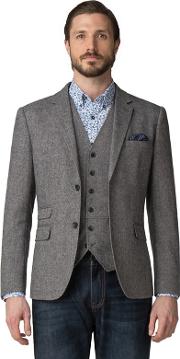 Grey Textured Weave Blazer