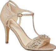 No. 1  Gold Glitter phoebe High Stiletto Heel T Bar Sandals