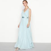 No. 1  Light Blue Embellished Chiffon liliana V Neck Full Length Evening Dress