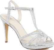 No. 1  Silver Glitter paradise High Stiletto Heel T Bar Sandals