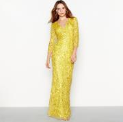 No. 1  Yellow Sequin luella V Neck Full Length Evening Dress