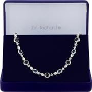 Silver Plated Blue Cubic Zirconia Halo Allway Necklace