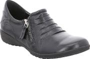 Black Leather naly 13 Womens Flat Shoes