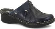 Navy cerys Womens Leather Clogs