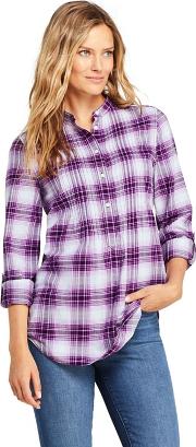 Purple Petite Pintucked Brushed Cotton Tunic Top