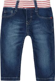 Levis baby Girls Blue Striped Waistband Jeans