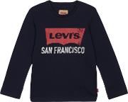 Levis Boys Navy Logo Print T Shirt