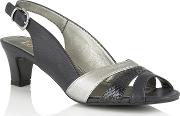 Navy Metallic Leather valeria Open Toe Sandals