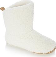 Cream Sherpa Fleece Slipper Boots