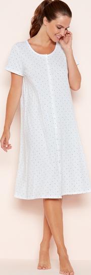 Cream Spot Print Cotton Nightdress