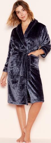Dark Grey sleek Fleece Dressing Gown
