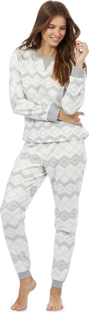 Grey Fair Isle Fleece Two Piece Pyjama Set