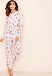 Grey Wallflower Print Long Sleeve Pyjama Set