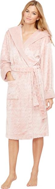 Light Pink Heart Embossed Fleece Dressing Gown
