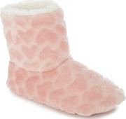 Light Pink Heart Embossed Slipper Boots