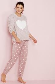 Pink Heart Motif Long Sleeve Pyjama Set