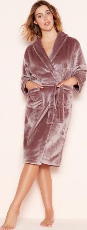 Taupe sleek Fleece Dressing Gown