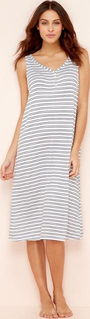 White Stripe Sleeveless Nightdress