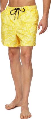 Big And Tall Yellow Floral Print Swim Shorts