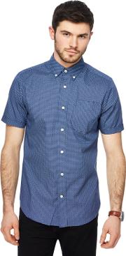 Navy Grid Spot Print Tailored Fit Shirt