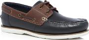 New England Navy Leather stein Boat Shoes