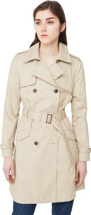 Beige central Belted Trench Coat