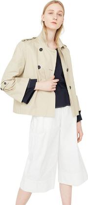 Brown taba Cotton Short Trench Coat