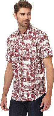 Big And Tall Red Palm Tree Print Shirt