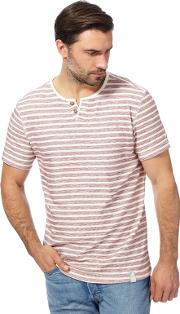Big And Tall Red Striped Notch Neck Top